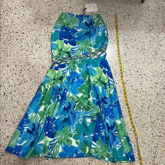 NWT Runaway the label Stelani maxi skirt blue green floral XS - Picture 7 of 9